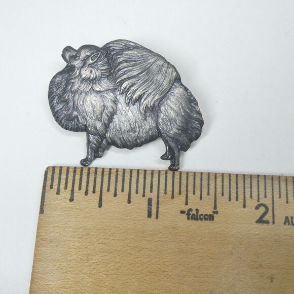 Pomeranian Dog Pin Vintage Silvertone Metal Kenart England Brooch - Picture 4 of 8